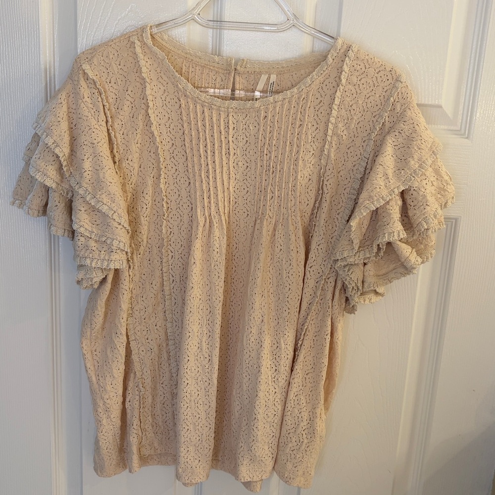 By Anthropologie Pintuck Lace Blouse Size M - Picture 8 of 11